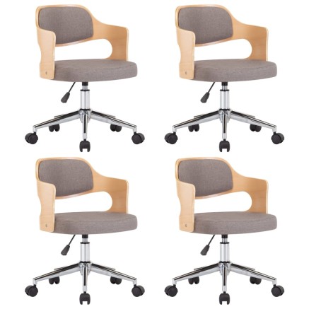 Chaises pivotantes à manger lot de 4 taupe bois courbé et tissu 2