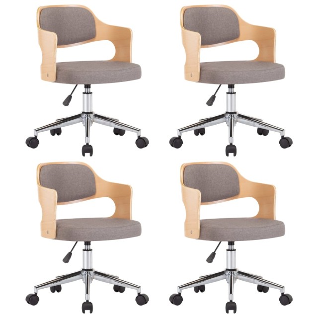 Chaises pivotantes à manger lot de 4 taupe bois courbé et tissu