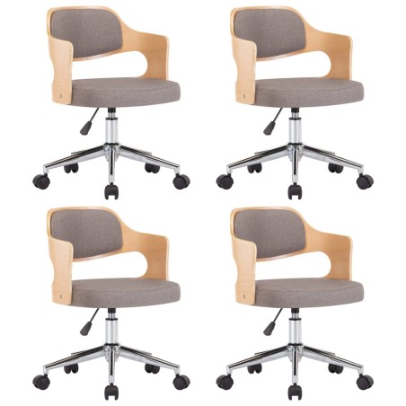 Chaises pivotantes à manger lot de 4 taupe bois courbé et tissu