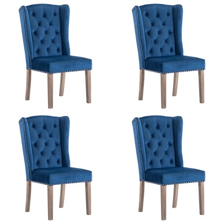 Chaises à manger lot de 4 Bleu Velours