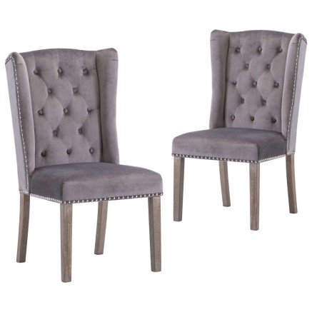Chaises à manger lot de 2 gris velours