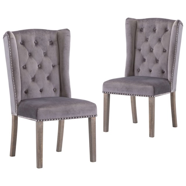 Chaises à manger lot de 2 gris velours