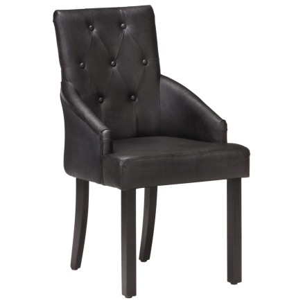 Chaises à manger lot de 4 noir cuir de chèvre véritable 2