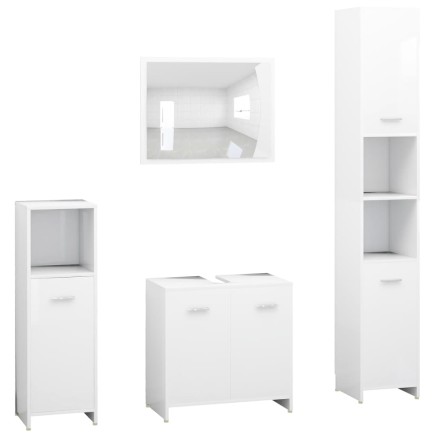 Ensemble de meubles salle de bain 4 pcs blanc bois d’ingénierie 2