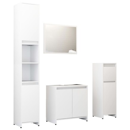 Ensemble de meubles de salle de bain 4pcs Blanc Bois ingénierie 2