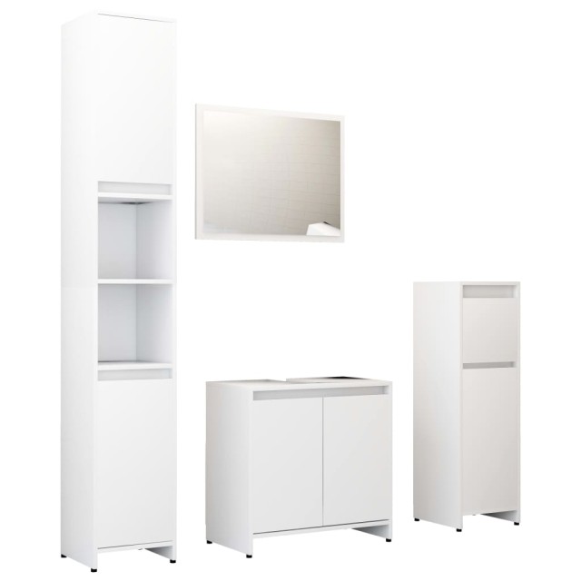 Ensemble de meubles de salle de bain 4pcs Blanc Bois ingénierie