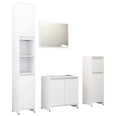 Ensemble de meubles de salle de bain 4pcs Blanc Bois ingénierie