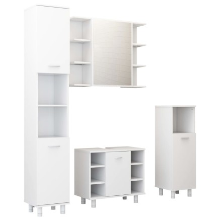 Ensemble de meubles de salle de bain 4pcs Blanc Bois ingénierie 2