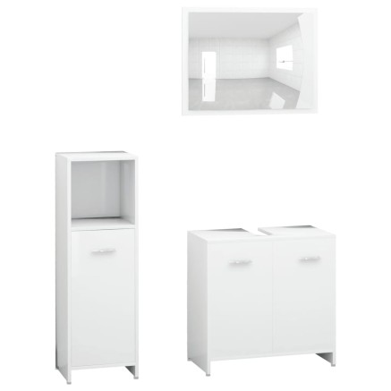 Ensemble de meubles de salle de bain 3pcs Blanc Bois ingénierie 2
