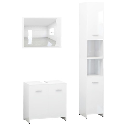Ensemble de meubles de bain 3 pcs Blanc Bois d'ingénierie 2