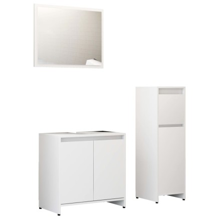 Ensemble de meubles de bain 3 pcs Blanc Bois d'ingénierie 2