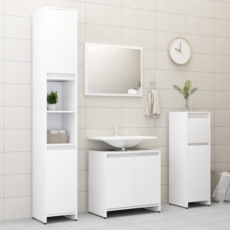 Ensemble de meubles de bain 3 pcs Blanc Bois d'ingénierie