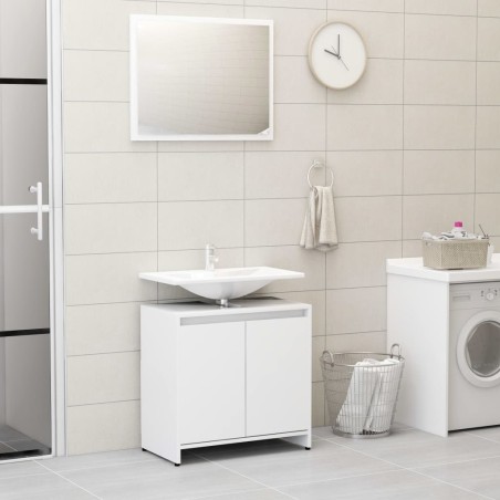 Ensemble de meubles de bain 3 pcs Blanc Bois d'ingénierie