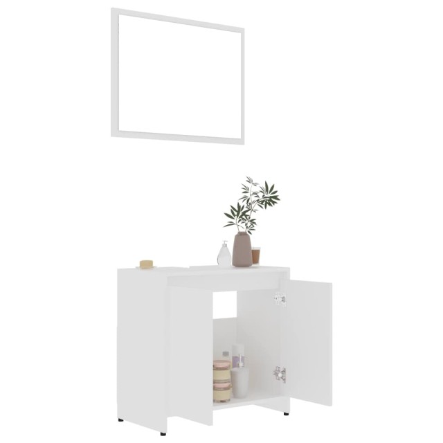 Ensemble de meubles de bain 3 pcs Blanc Bois d'ingénierie