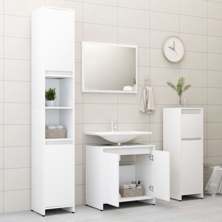 Ensemble de meubles de bain 3 pcs Blanc Bois d'ingénierie