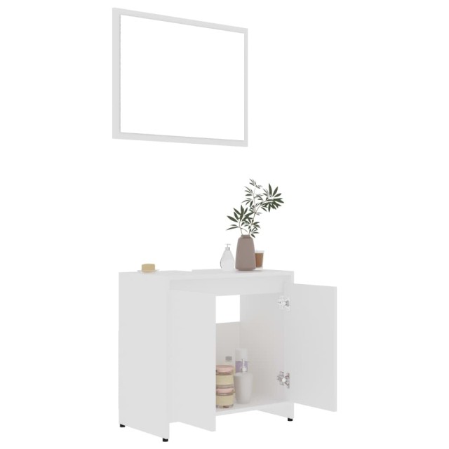 Ensemble de meubles de bain 3 pcs Blanc Bois d'ingénierie