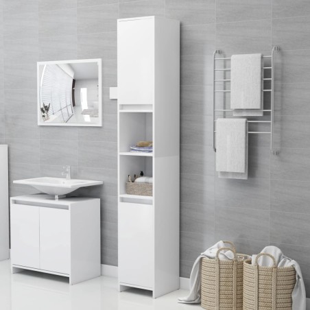 Ensemble de meubles de bain 3 pcs Blanc Bois d'ingénierie