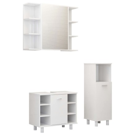 Ensemble de meubles de bain 3 pcs Blanc Bois d'ingénierie 2