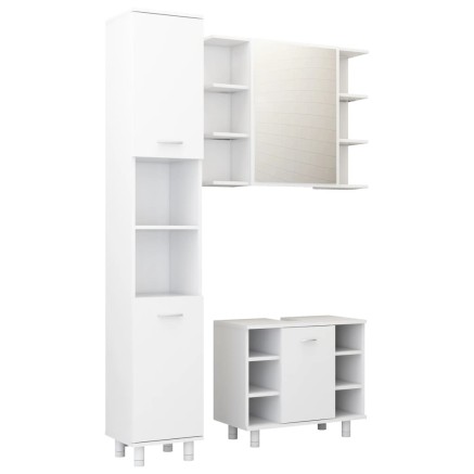 Ensemble de meubles de salle de bain 3pcs Blanc Bois ingénierie 2