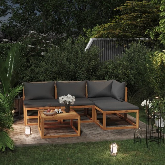 Salon de jardin 5 pcs avec coussin Bois d'acacia solide
