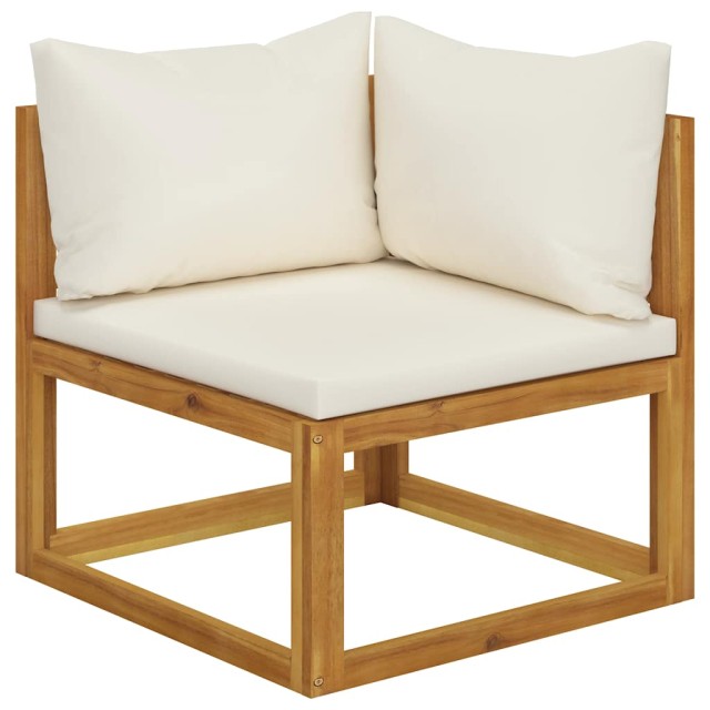 Salon de jardin 6 pcs avec coussin Crème Bois d'acacia solide