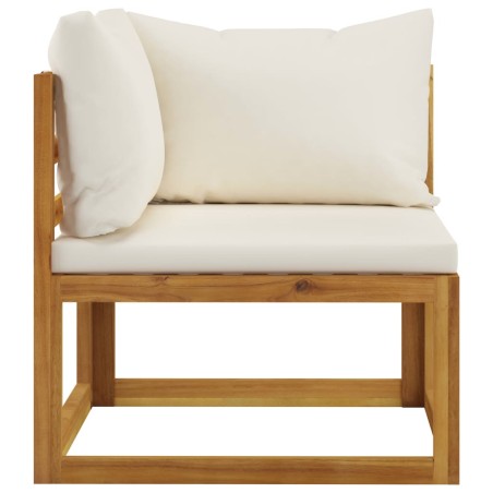 Salon de jardin 9 pcs avec coussin Crème Bois d'acacia solide