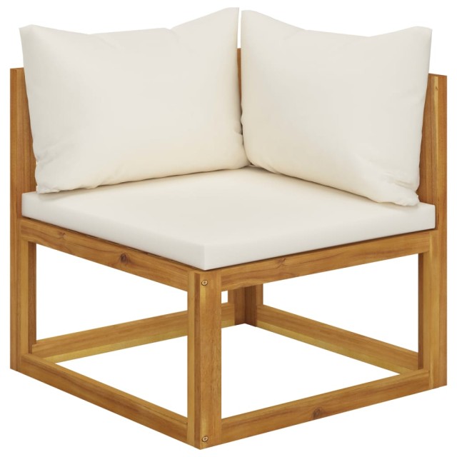 Salon de jardin 7 pcs avec coussin Crème Bois d'acacia solide