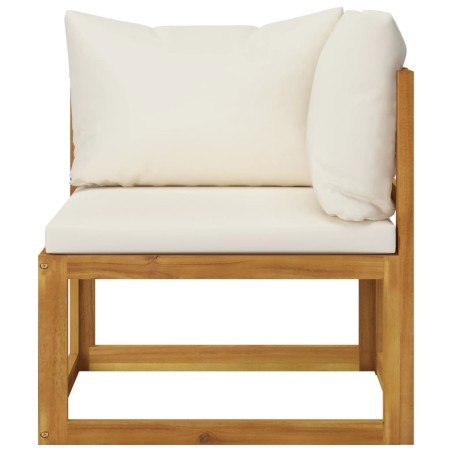 Salon de jardin 5 pcs avec coussin Crème Bois d'acacia solide