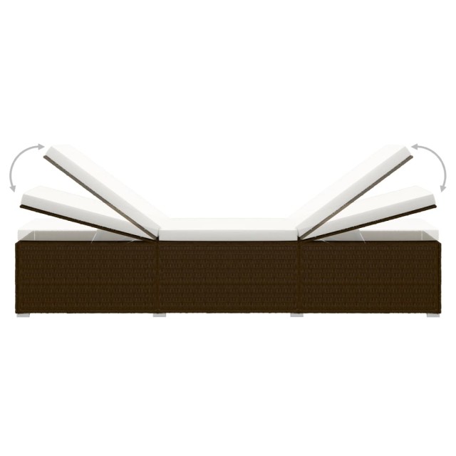 Chaise longue de jardin table à thé 3 pcs Résine tressée Marron