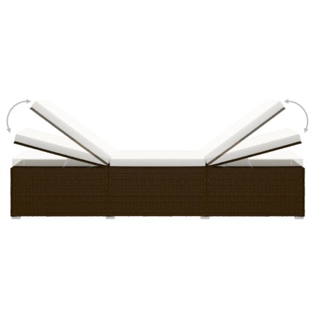 Chaise longue de jardin table à thé 3 pcs Résine tressée Marron