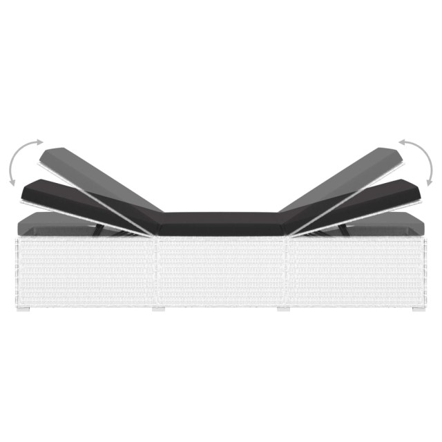 Chaises longues de jardin table à thé 3pcs Résine tressée Blanc