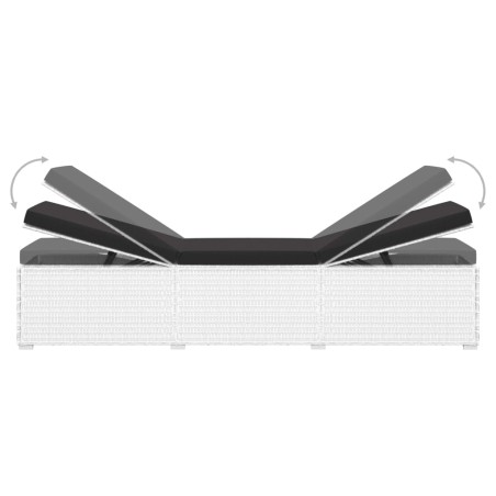 Chaises longues de jardin table à thé 3pcs Résine tressée Blanc