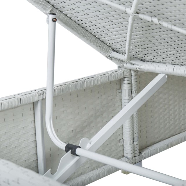 Chaises longues de jardin table à thé 3pcs Résine tressée Blanc