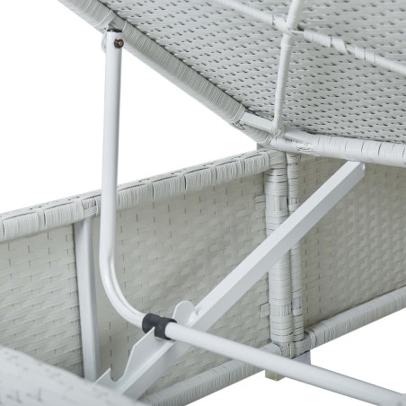 Chaises longues de jardin table à thé 3pcs Résine tressée Blanc