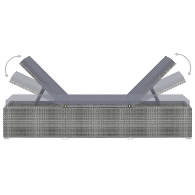 Chaises longues de jardin table à thé 3 pcs Résine tressée Gris