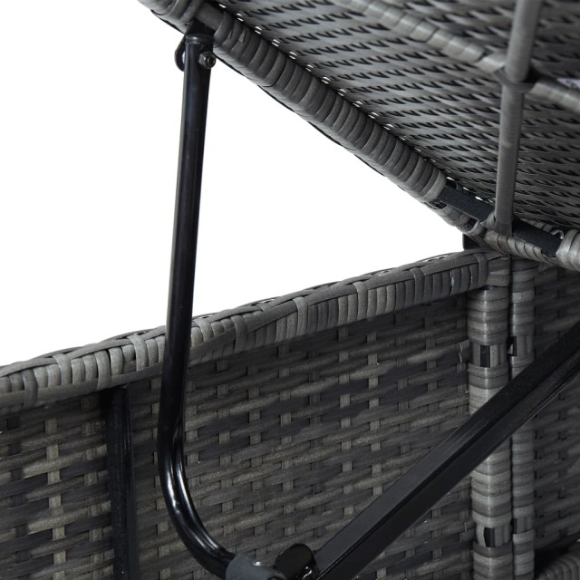 Chaises longues de jardin table à thé 3 pcs Résine tressée Gris