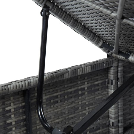 Chaises longues de jardin table à thé 3 pcs Résine tressée Gris