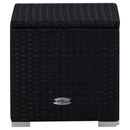 Chaises longues de jardin table à thé 3 pcs Résine tressée Noir