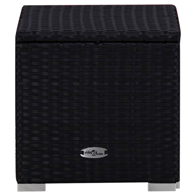 Chaises longues de jardin table à thé 3 pcs Résine tressée Noir