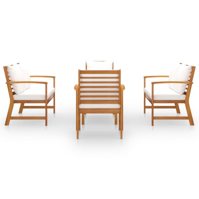 Salon de jardin 5 pcs avec coussin Bois d'acacia solide