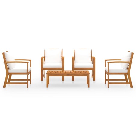 Salon de jardin 5 pcs avec coussin Bois d'acacia solide