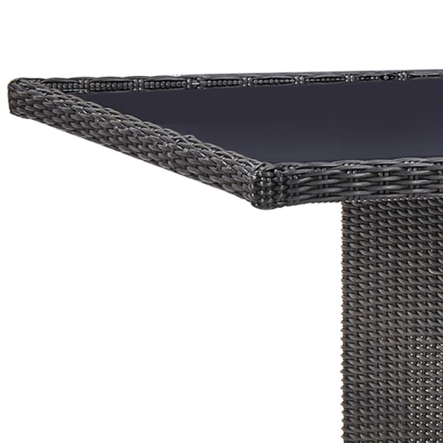 Ensemble à manger d'extérieur 9 pcs Résine tressée Noir