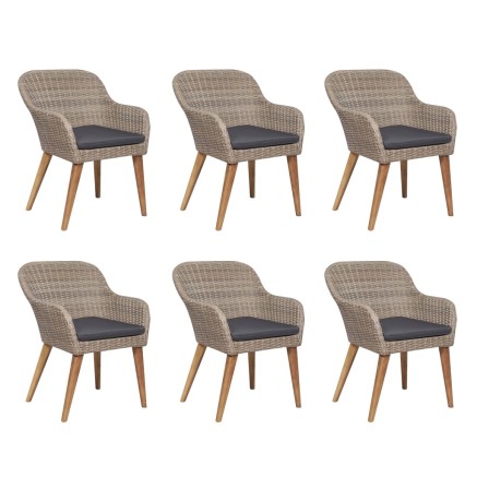Salon de jardin avec coussins 7 pcs Résine tressée 2
