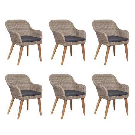 Salon de jardin avec coussins 7 pcs Résine tressée