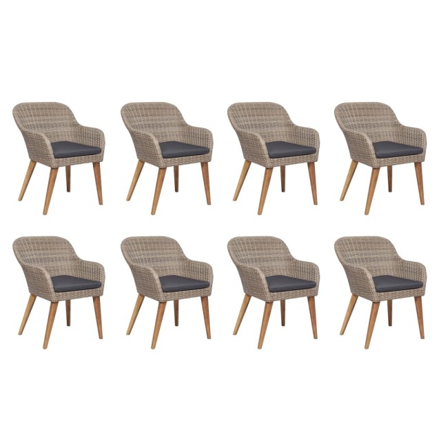 Salon de jardin avec coussins 9 pcs Résine tressée