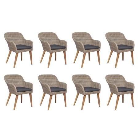 Salon de jardin avec coussins 9 pcs Résine tressée
