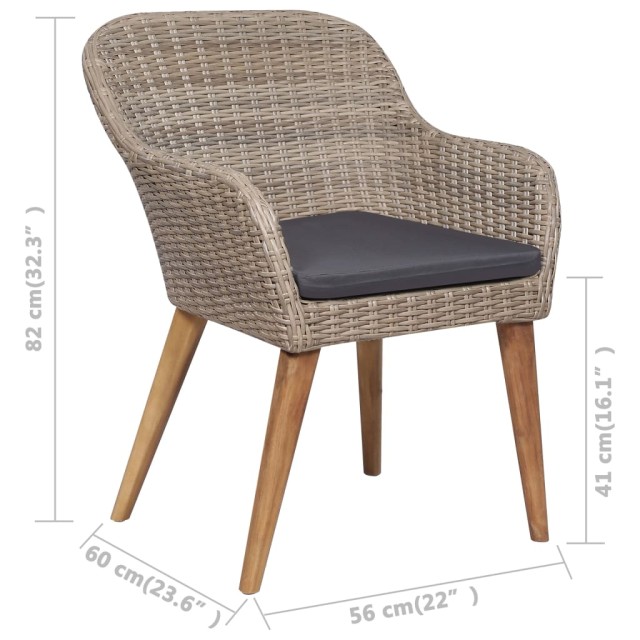 Salon de jardin avec coussins 9 pcs Résine tressée