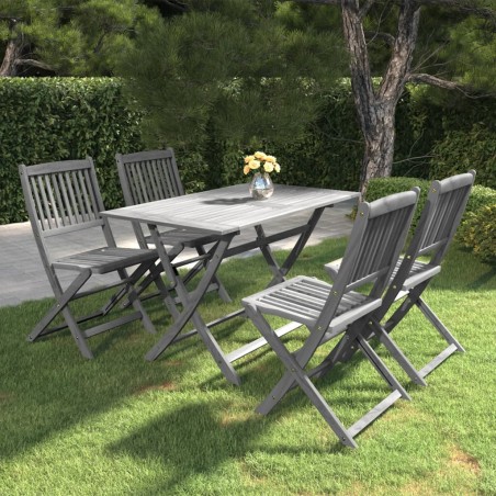 Ensemble à manger de jardin 5 pcs Bois d'acacia massif Gris