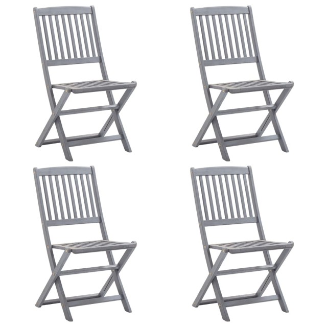 Ensemble à manger de jardin 5 pcs Bois d'acacia massif Gris