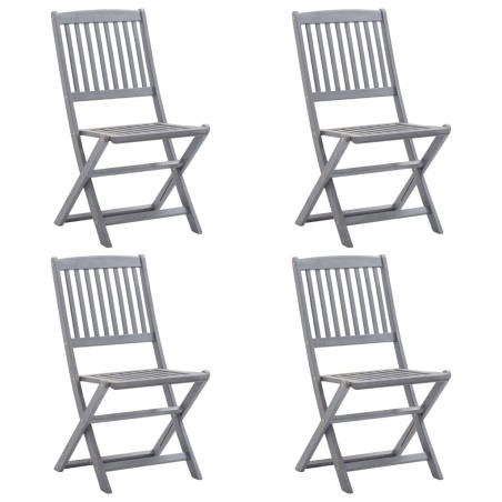 Ensemble à manger de jardin 5 pcs Bois d'acacia massif Gris